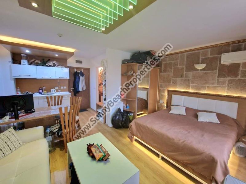Spacious luxury furnished Studio apartment with bedroom part for sale in year-round luxury Sweet homes 2 Sunny beach Bulgaria